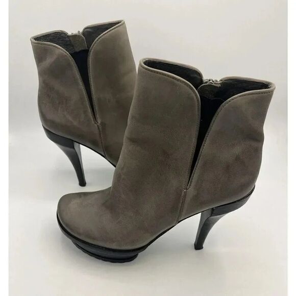 LISA‎ for DONALD PLINER Lago US 9M Taupe Leather Platform Stiletto Ankle Boots - Picture 1 of 12